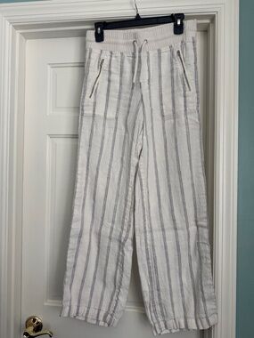 Athleta Striped Linen Cabo Wide Leg Pants sz4